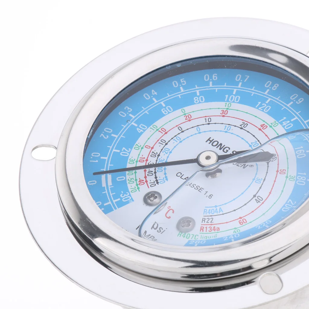 Liquid Filled Pressure Gauge For Water Oil Hydraulic Refrigerant 1.8MPa, Clear and fast reading, dual scale: PSI / MPa
