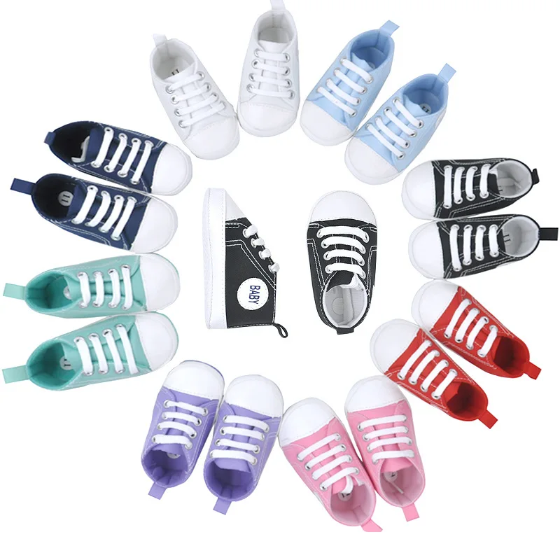 

Canvas Classic Sports Sneakers Newborn Baby Boys Girls First Walkers Shoes Infant Toddler Soft Sole Anti-slip Baby Shoes