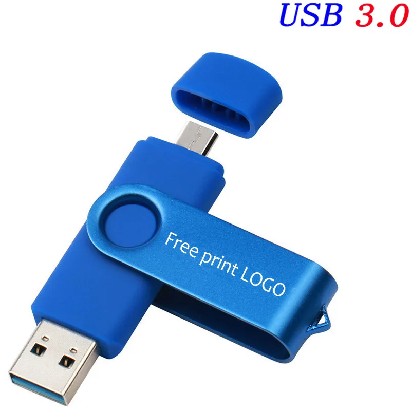 Логотип Jaster OTG USB 3,0 флеш-накопитель 4 ГБ 8 ГБ 16 ГБ 32 ГБ 64 ГБ Флешка металлический usb флеш-накопитель карта памяти - Цвет: Blue