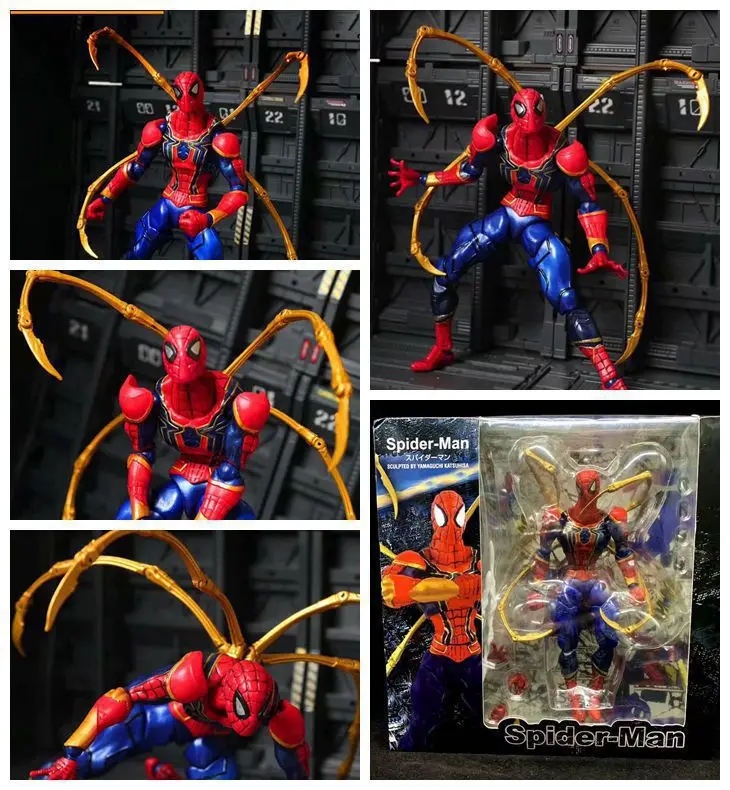

Anime 17CM X-men Amazing yamaguchi revoltech Iron Spider-Man PVC Action Figure spiderman Model Toy Collection Gifts