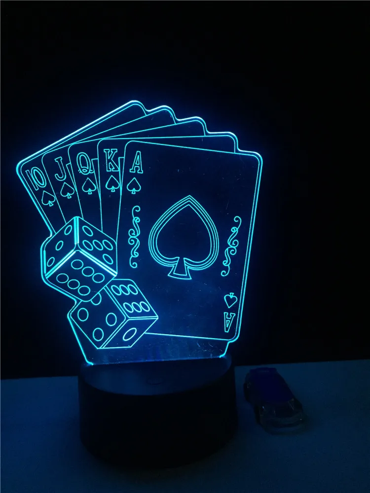 GAOPIN модный ночной Светильник в форме покера для спальни 3D LED USB многоцветный