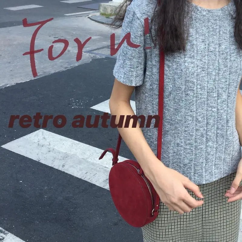 

BENVICHED Ladies' Frosted bag 2019 new autumn pure color retro fashion Inclined single shoulder bag small circular bag c324