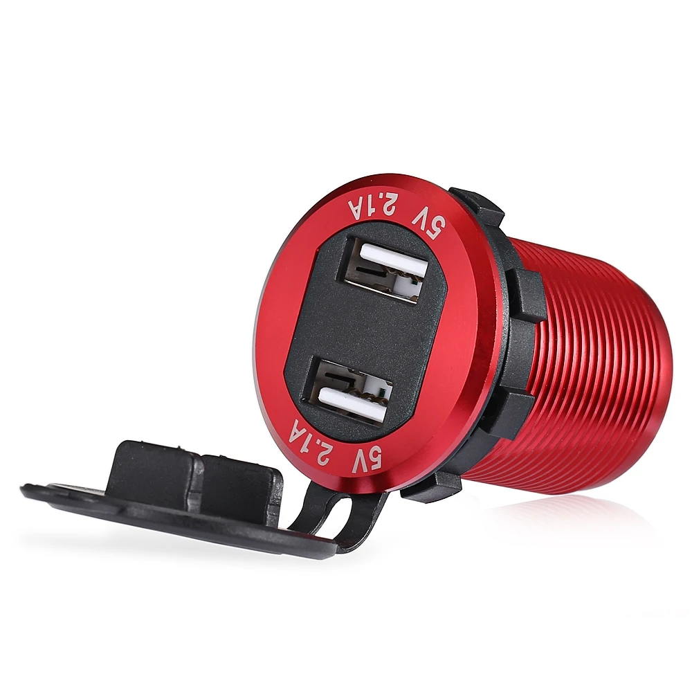 Aluminum Alloy 4.2A Car Dual USB Sockets Power Adapter Car Charger with