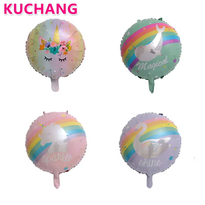 

50pcs 18inch Wreath Unicorn Foil Balloon Pink Purple Narwhal Round Balloon Baby Shower Birthday Party Decirations Wedding Supply