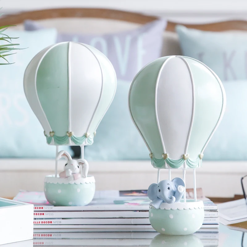 

Modern Elephant And Rabbit Sitting In A Hot Air Balloon Home Statues Sculptures Decoration Accessories Ornaments Home Decor Gift