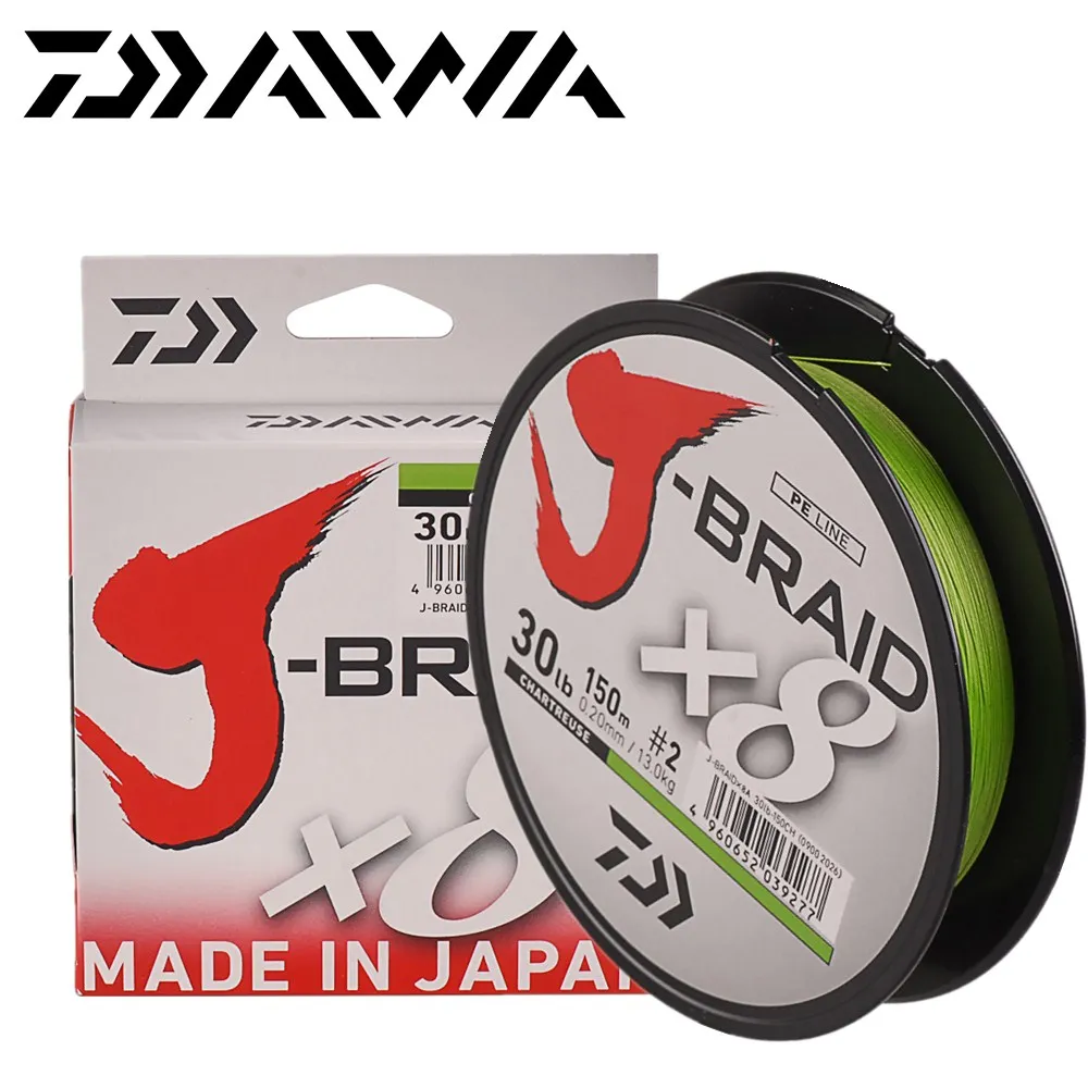 Рыболовная плетеная леска Daiwa 100% оригинал 8/150 м 20/25/30 фунтов зеленого цвета