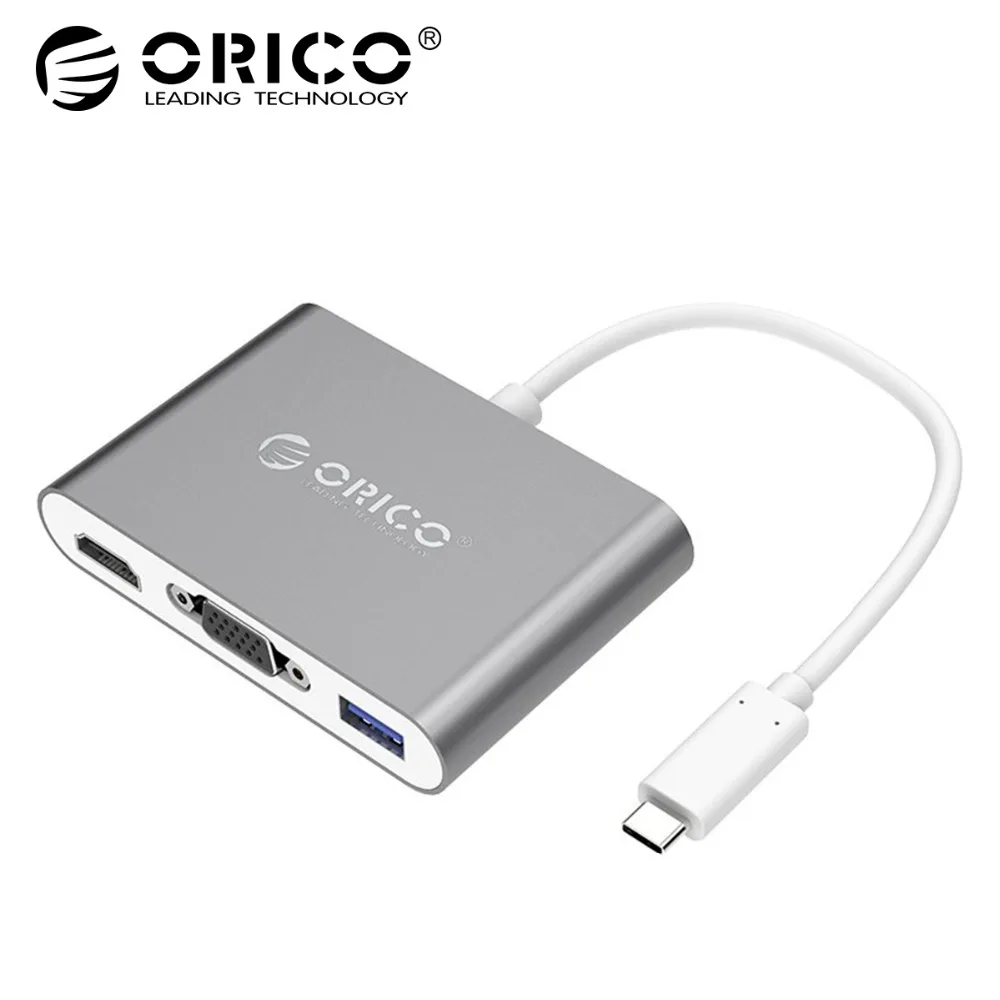 

ORICO Aluminum Laptop Docking Station TYPE-C to HDMI VGA Converter with 1 USB3.0 Port for Macbook Laptop PC