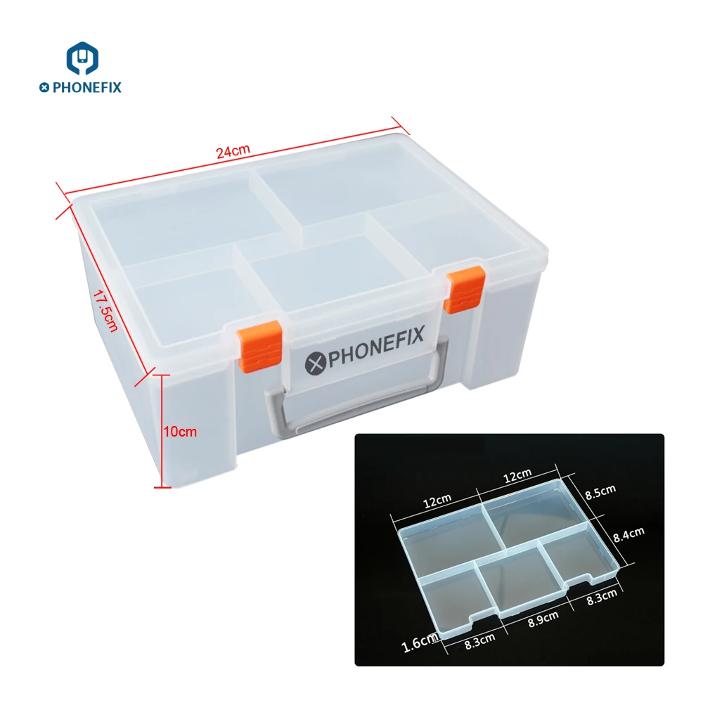 PHONEFIX многофункциональная пластиковая коробка для ремонта мобильного телефона для отвертки инструменты Пинцет паяльная паста компонент коробка для хранения