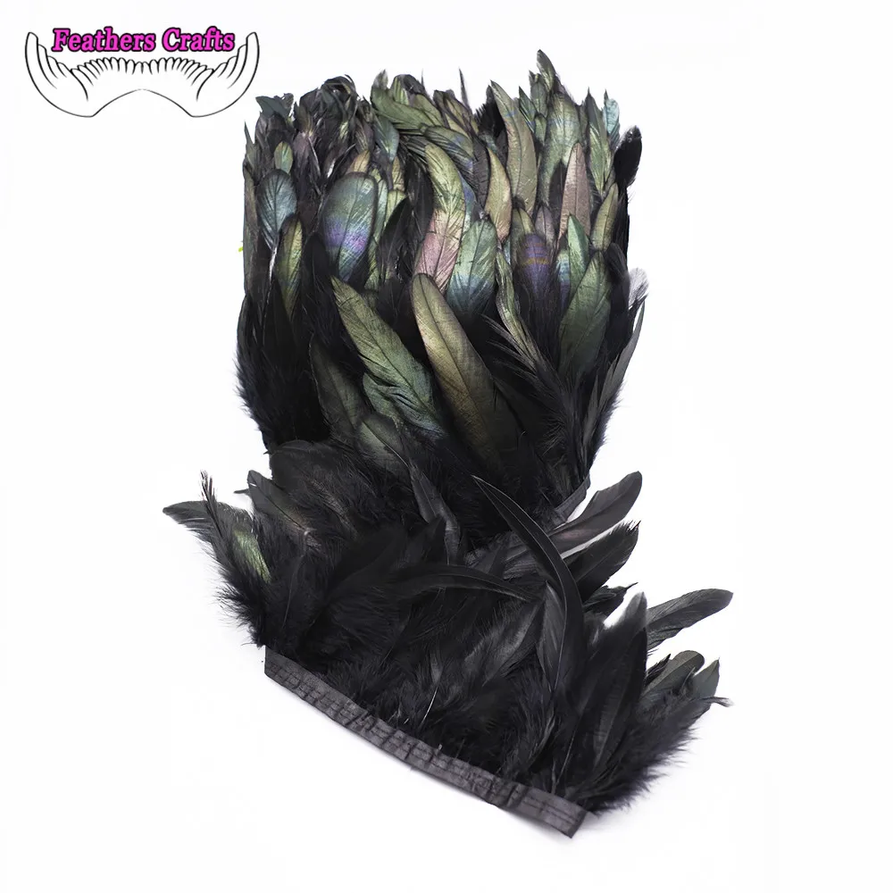 Description Picture 3 of itemWholesale 5-10m 10-18CM Natural Chicken Rooster Tail Feathers Trim Strip Wedding Party Clothing White Rooster Feather Ribbon