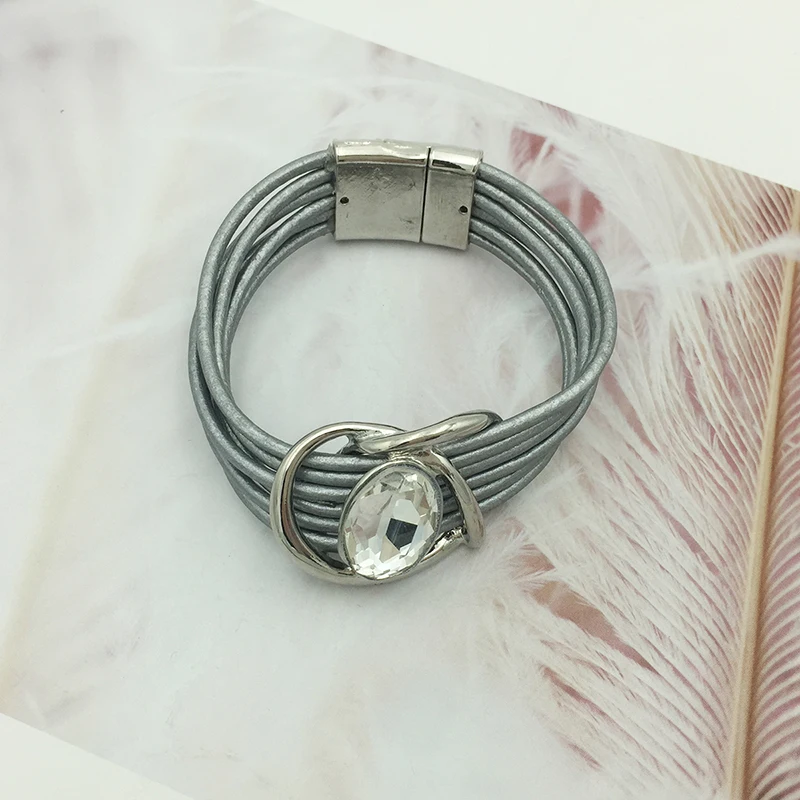 Большой роскошный браслет с кристаллами для женщин, простой удобный браслет с магнитной застежкой, новинка, модное ювелирное изделие