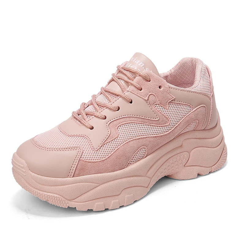 

Size35-40 2018 New Spring Women Shoes For Woman Casual Shoes Wild Platform Female Leisure Black & White Pink Letters Sneakers