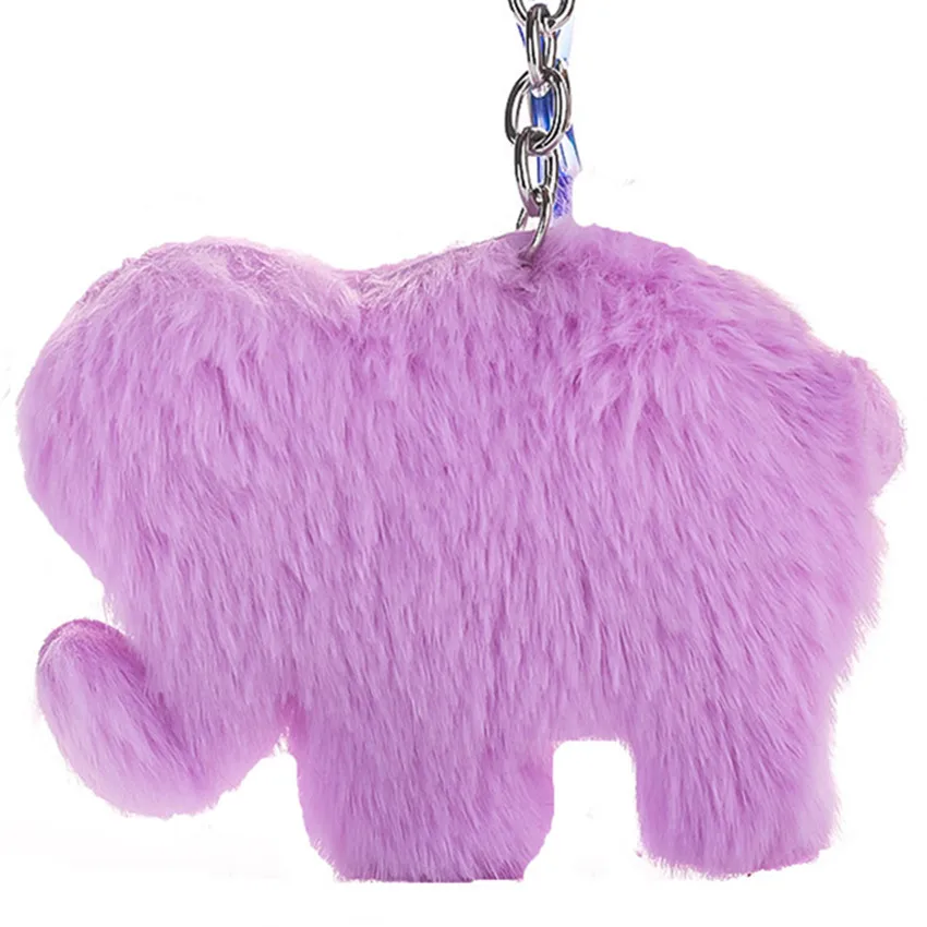 

12 Colors Pompom Elephant Keychain Fluffy Artificial Rabbit Key Chain Gifts for Women Car Girl Kids Bag Jewelry 2019 New