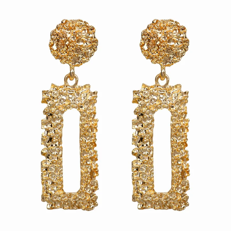 

LUSION Korean Gold Sliver Color Square Stud Earring for women Creative statement Punk earring Hanging fashion jewelry trendy nEW