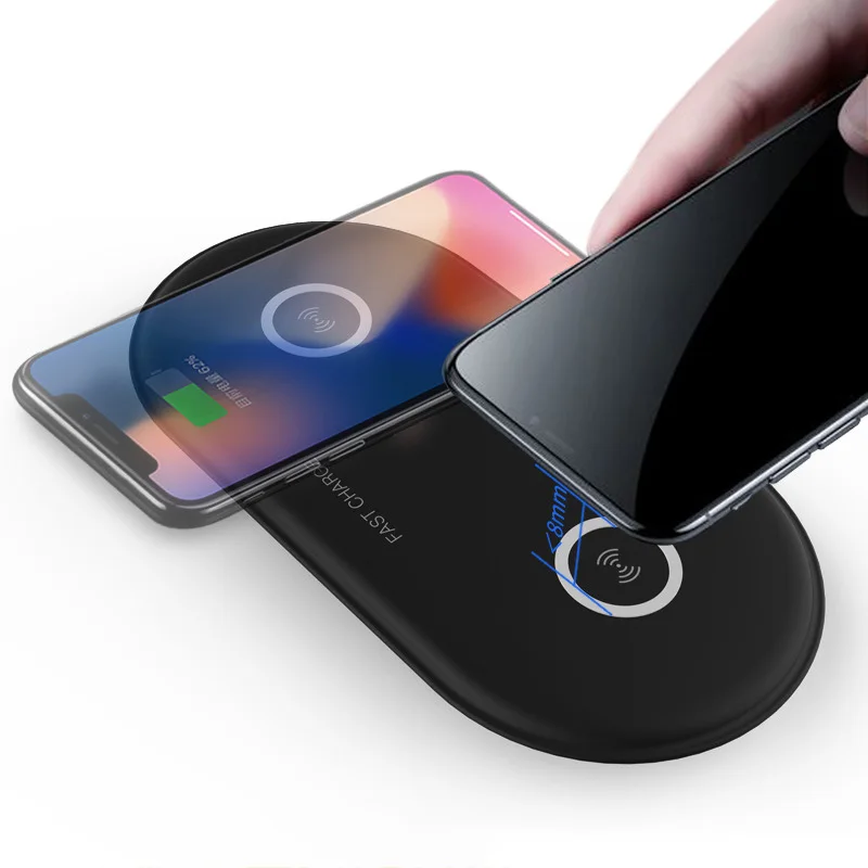 

QI Double Wireless Charger Pad For iPhone 7 8plus X Xiaomi Huawei Wireless Quick Charger For Samsung S9 S8 Note8 Charging Pad