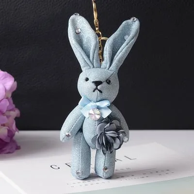 Felyskep стиль пушистый брелок мини брелок для ключей кролик брелок с тканевой подвеской для женщин сумка Шарм Подвеска автомобиля брелок 268WA - Цвет: light blue