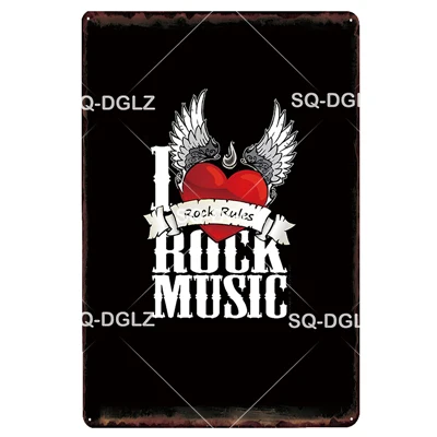 [SQ-DGLZ] MUSIC GUITAR Metal Sign Bar Wall Decoration Tin Sign Vintage Metal Signs Home Decor Painting Plaques Art Poster