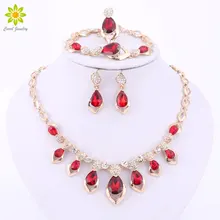 Модный черный/красный/Фиолетовый Кристалл Африканский костюм набор украшений для женщин Золотой Цвет свадебное ожерелье серьги браслет кольцо набор