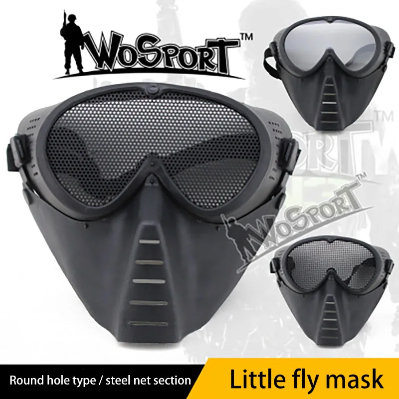 WoSporT Tactical Mask Solid Fly Head Mask Mild Steel Outdoors