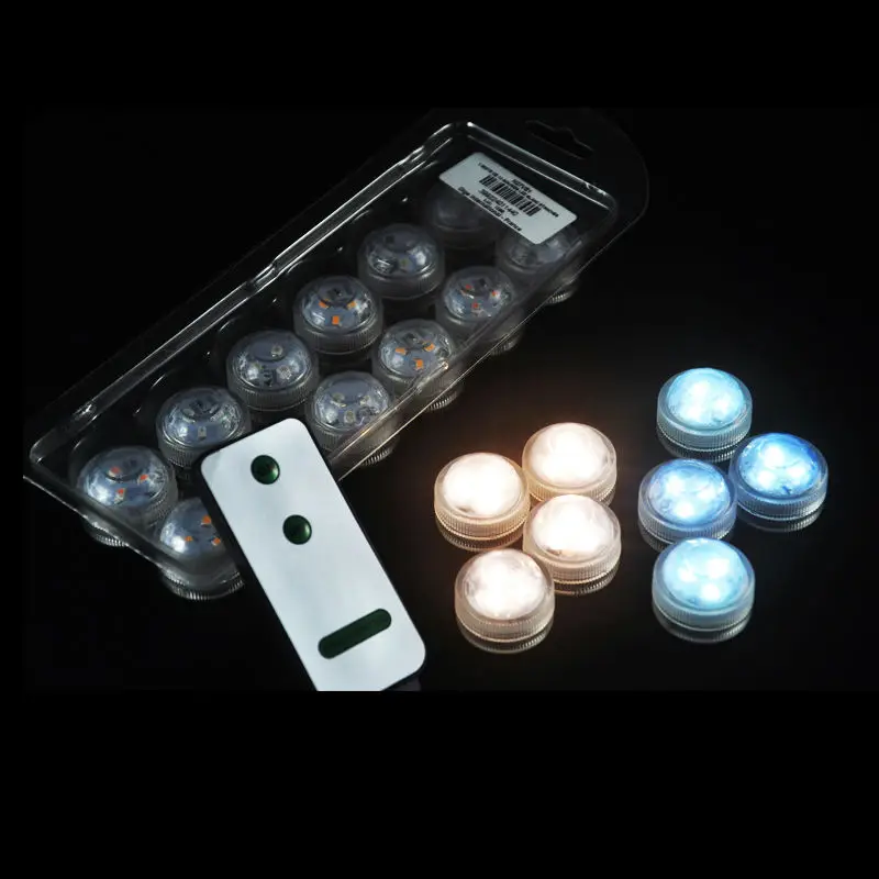 10pcs/Lot Super Bright 3LEDs RGB Multicolors Mini Submersible LED Lights With Remote Controller