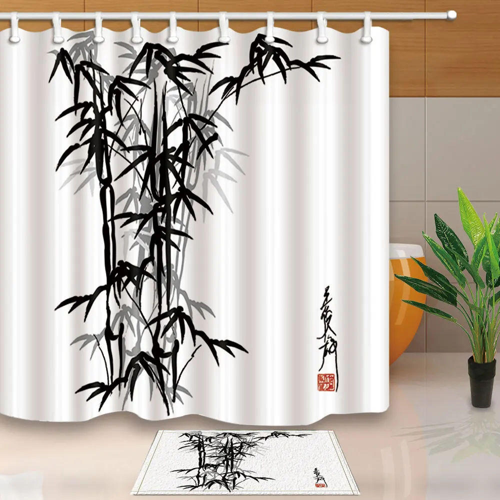 Бамбук зеленый занавески для душа современный простой стиль для ванной экран украшения дома полиэстер ткань водонепроницаемый плесени с крючками