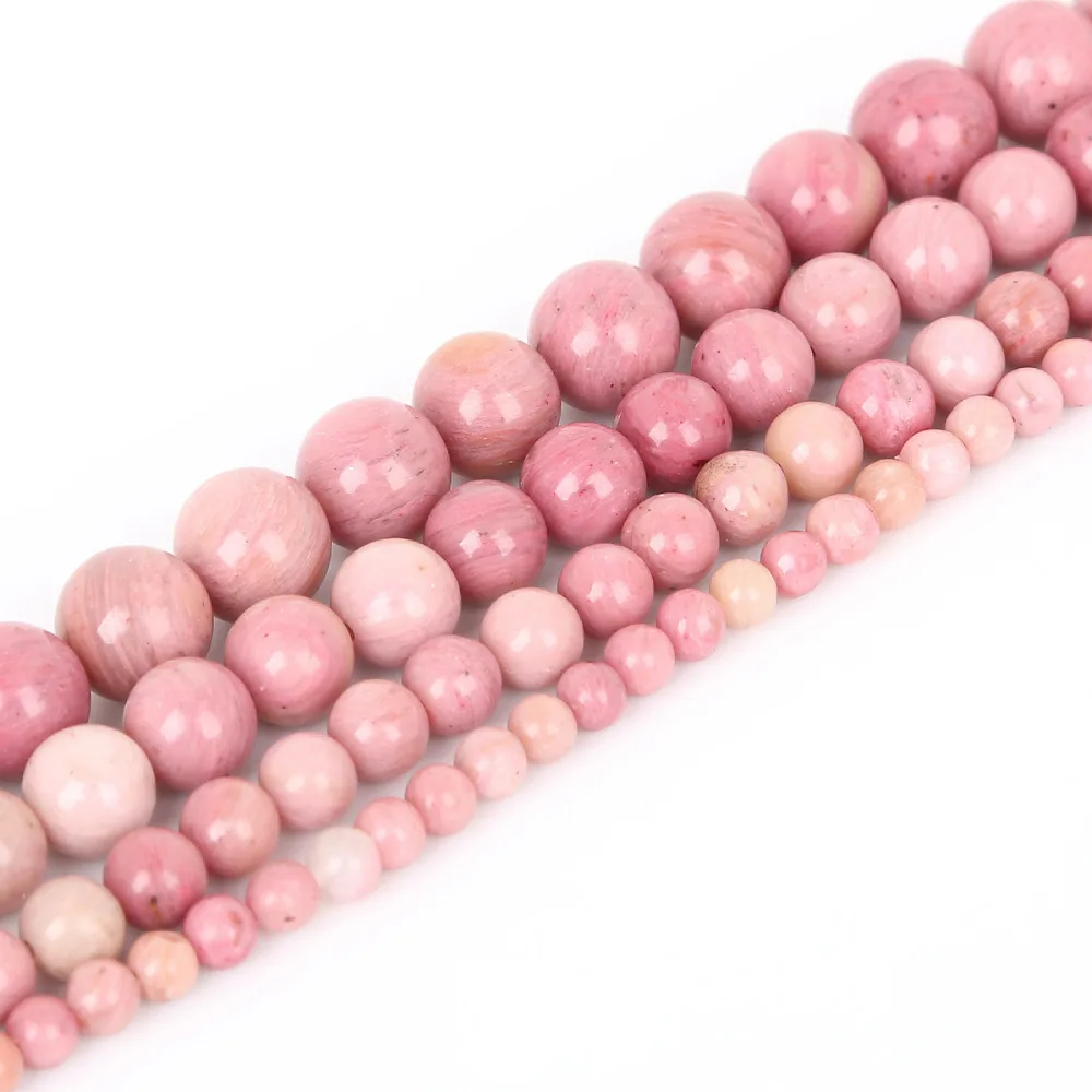 

Natural Stone Beads 4 6 8 10mm Round Rose Pink Color Beads Loose Spacer Beads For Jewelry Making DIY Necklace & Bracelet
