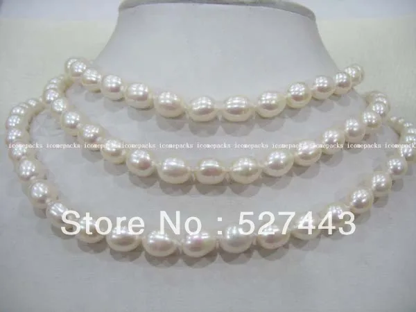 

Wholesale fast Natural 50" 9mm AA white egg freshwater pearl necklace NEW