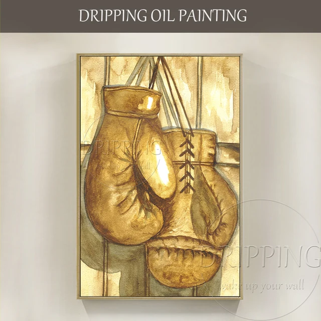 Free Shipping Artist Hand painted Modern Wall Art Picture Boxing Gloves Oil Painting on Canvas