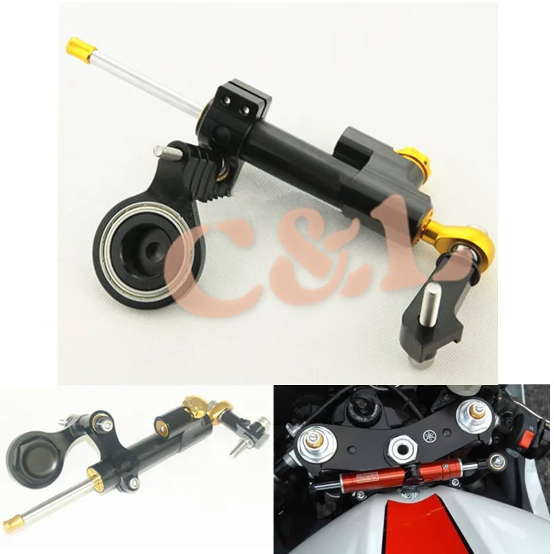 Black Motorcycle CNC Steering Damper Stabilizer Bracket Fit For YAMAHA