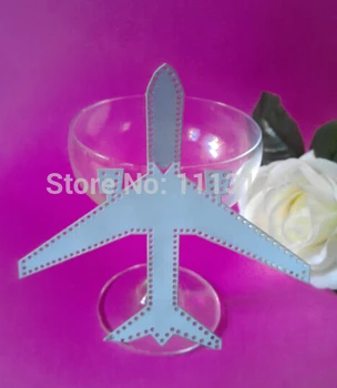 

Free Shipping 30pcs Table Marker Wine Glass Name Place Cards Wedding Party Favor blue plane table cards wine glass markerspc001