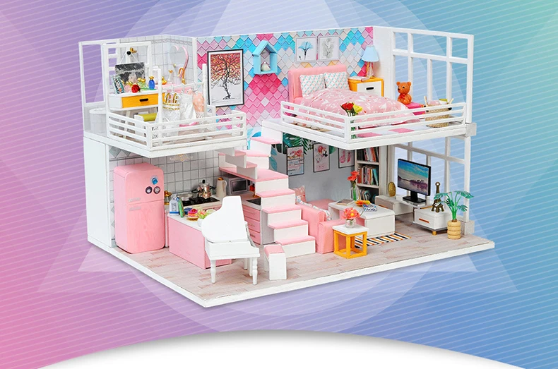 Кукольный домик Cutebee миниатюрная мебель кукольный домик Сделай Сам миниатюрные домики комната коробка театральные игрушки для детские наклейки кукольный домик NJ11A