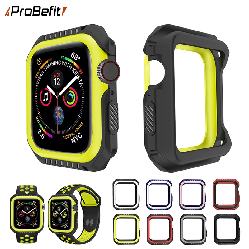

ProBefit Silicone+PC Hard Armor Case for Apple Watch 4 5 40MM 44MM Frame Full Protective Bumper Cover for iWatch 3 2 1 38MM 42MM