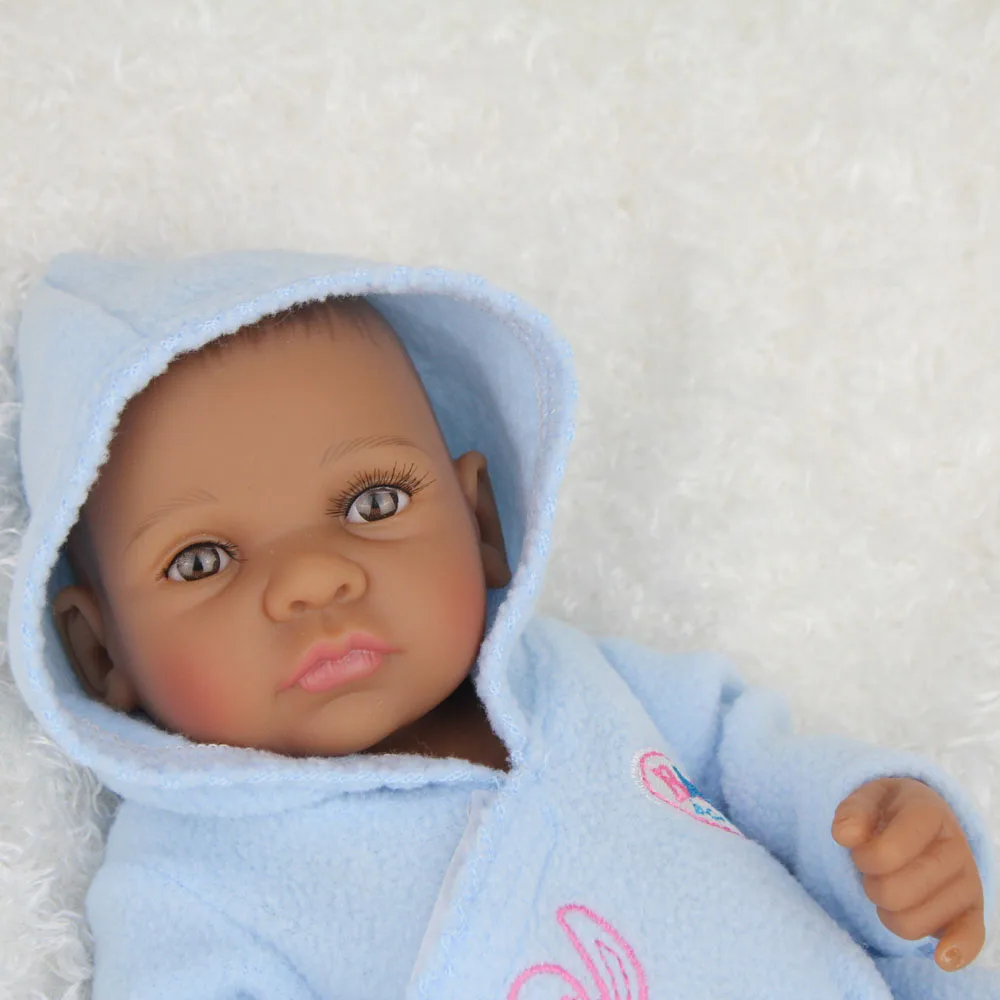 Мини-куклы Reborn Baby, полностью силиконовые 10 дюймов 25 см, афроамериканские Детские куклы для ванны, реалистичные милые куклы Reborn, подарок на день рождения