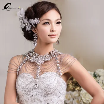 

Vintage Bridal Shoulder Strap Luxury Wedding Jewelry Long Crystal Necklace Chains Jewellery Chain Accessories For Women