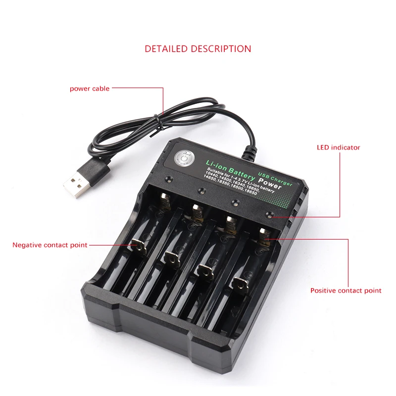 3,7 V 18650 зарядное устройство литий-ионный аккумулятор USB независимая зарядка портативная электронная сигарета 18350 16340 14500 зарядное устройство