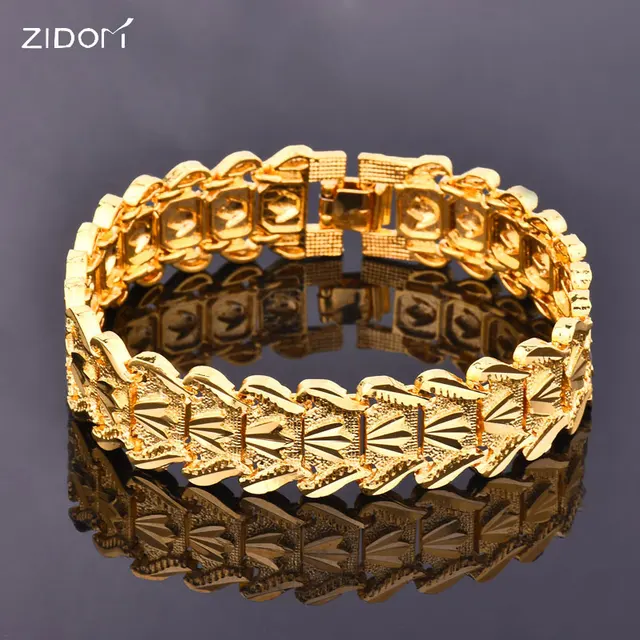 Gold Color High Quality Men Hip Hop Bracelet Fashion 1 7cm Width Gold Color High Quality Men Hip Hop Bracelet Fashion 1 7cm Width 21 5cm Long Link