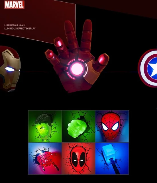 Avengers Series 3D Marvel Led Wall Lamp Living Room Creative Led Night Lights