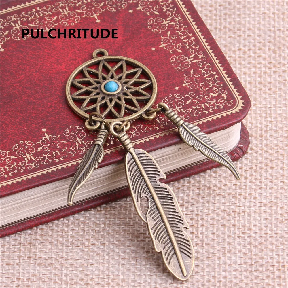 PULCHRITUDE 5 шт./лот металлическая античная бронза серебряное дерево перо Синий Ловец