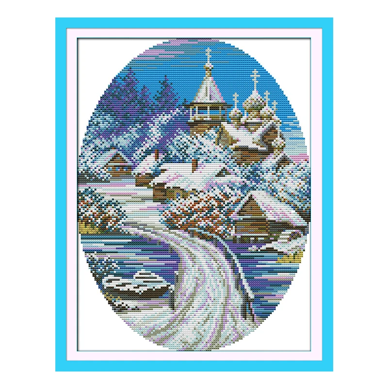 Joy Sunday crossstitch комплект Зимний снег lanscape DMC14CT11CTcottonfabric детская комната для гостиной