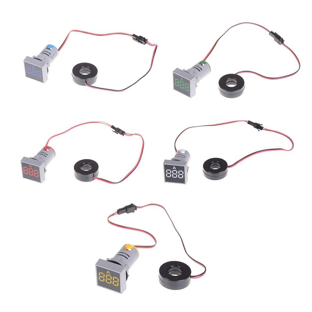 0 100A Digital Ammeter Current Meter Indicator Led Lamp Square Signal