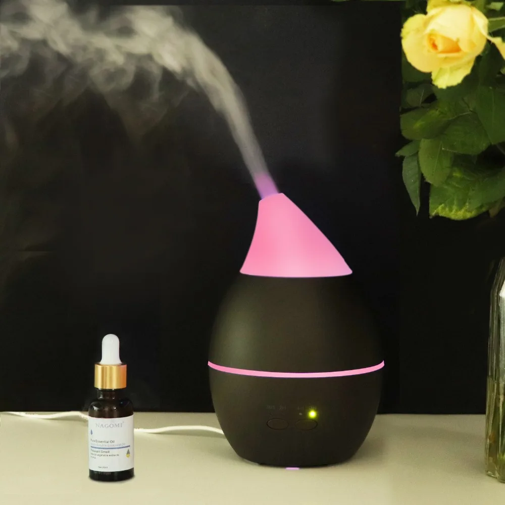 

300ML Wooden Grain Water Drop Colorful Night Light Essential Oil Diffuser 110V-220V Aroma Diffuser Ultrasonic Air Humidifier