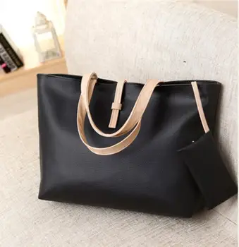

eTya Fashion Big Capacity Black Leather Women Shoulder Bag Ladies bag Tote Bag