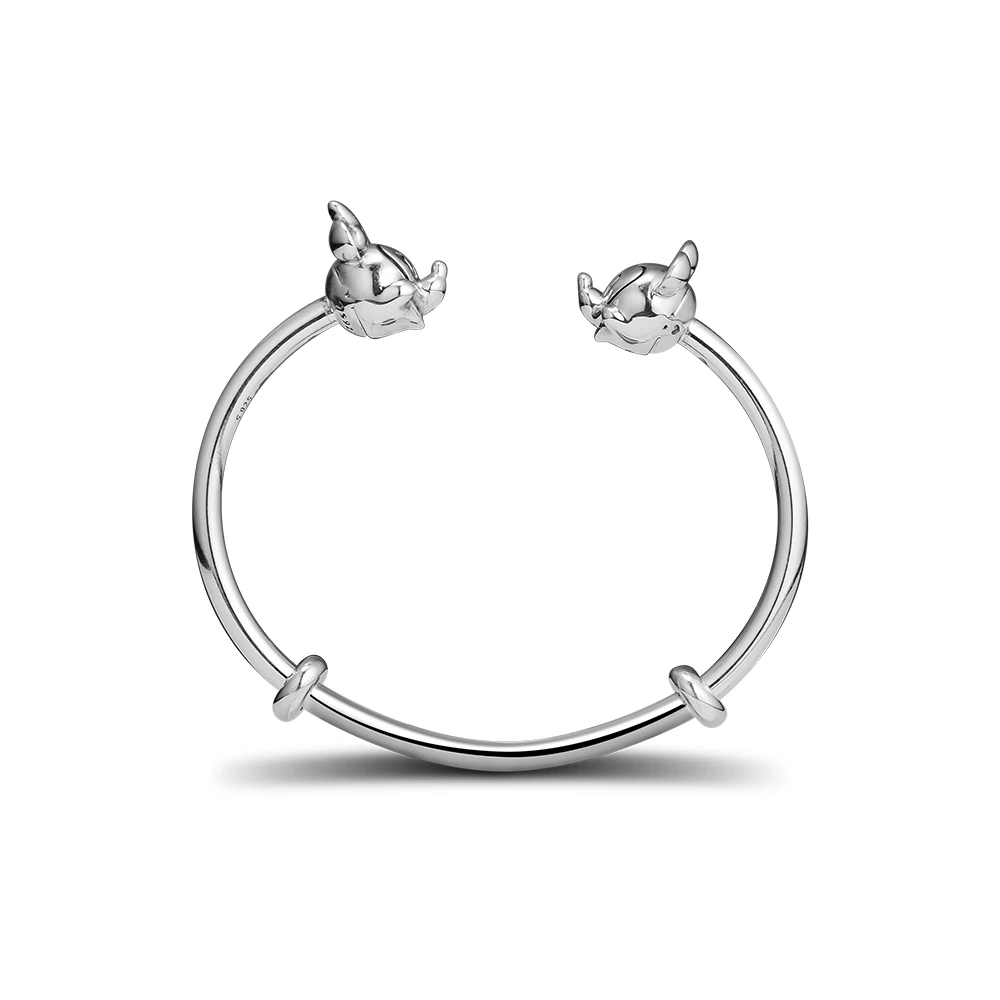 

2018 Winter Open Bangle Bracelet Miki & Minnie Mouse Closure Fashion Silver 925 Jewelry DIY Bangles Charms Bracelets for Women