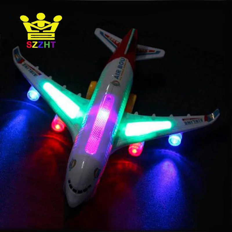 Electric  Aeroplane Flashing Led Light Music Toy Airbus 380 Plane Kids Toys UK 