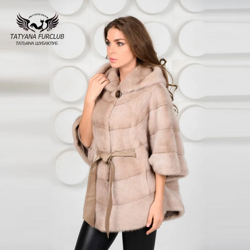Женская норковая шуба с капюшоном Tatyana Furclub Роскошная Шуба из натурального меха