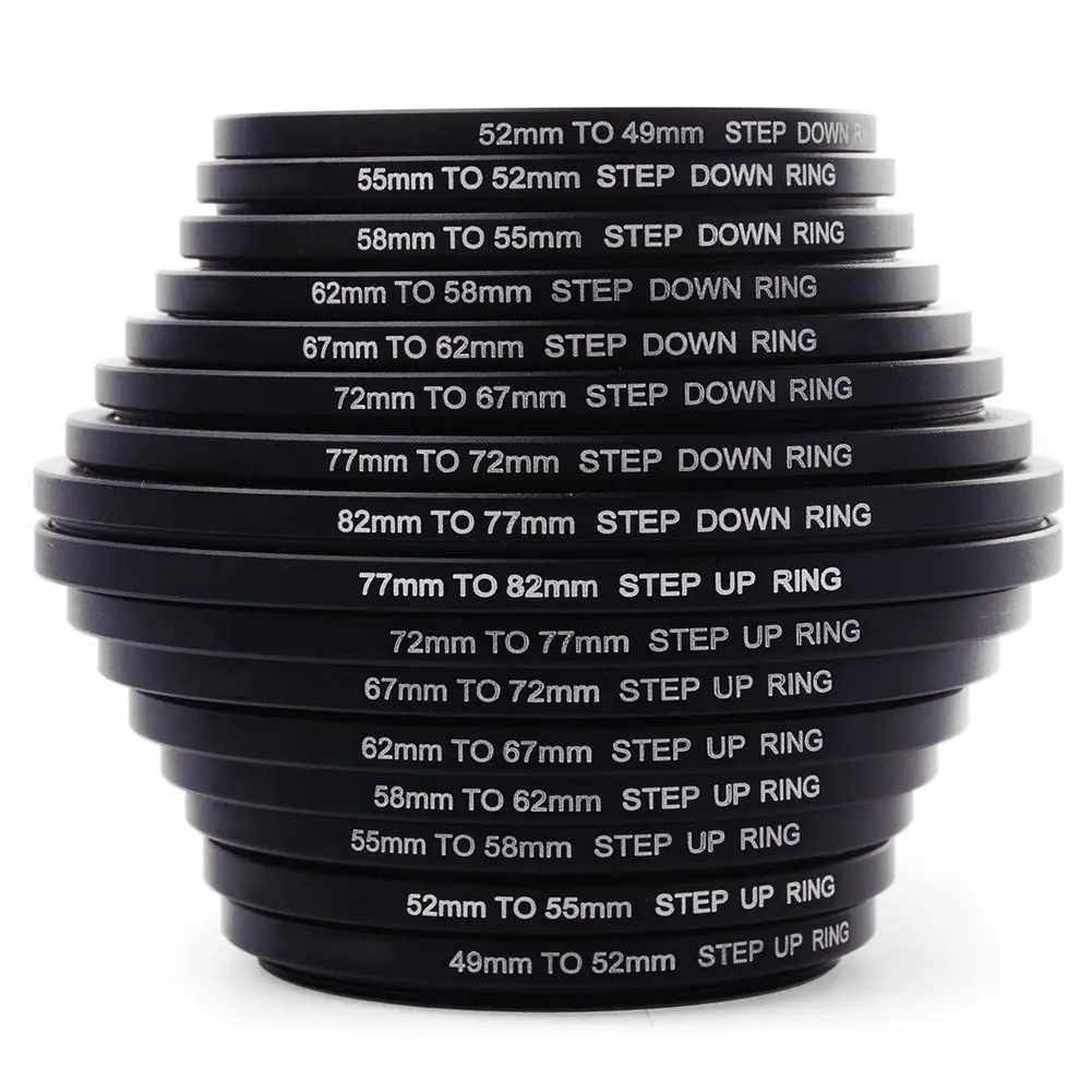 

8x Step Up + 8x Step Down Ring Filter UV CPL Set 49 52 55 58 62 72 77 82mm Stepping Adapter 49-82mm 82-49 for Nikon Canon DC147