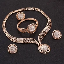 Dubai Gold Color Jewelry Sets Nigerian Wedding African Beads Crystal Bridal Jewellery Set Rhinestone Ethiopian Jewelry