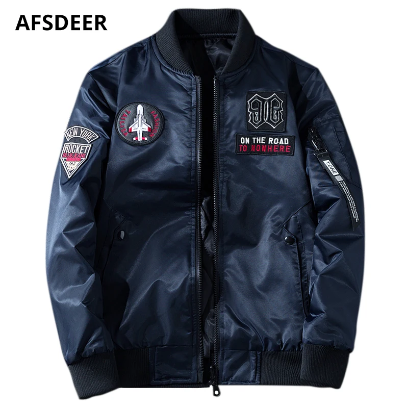 Winter Thick Bomber Jacket Men Pilot with Patches Casual Both Side Wear Ma-1 Flight Army Streetwear Military Style Designer Coat Winter Thick Bomber Jacket Men Pilot with Patches Casual Both Side Wear Ma-1 Flight Army Streetwear Military Style Designer Coat