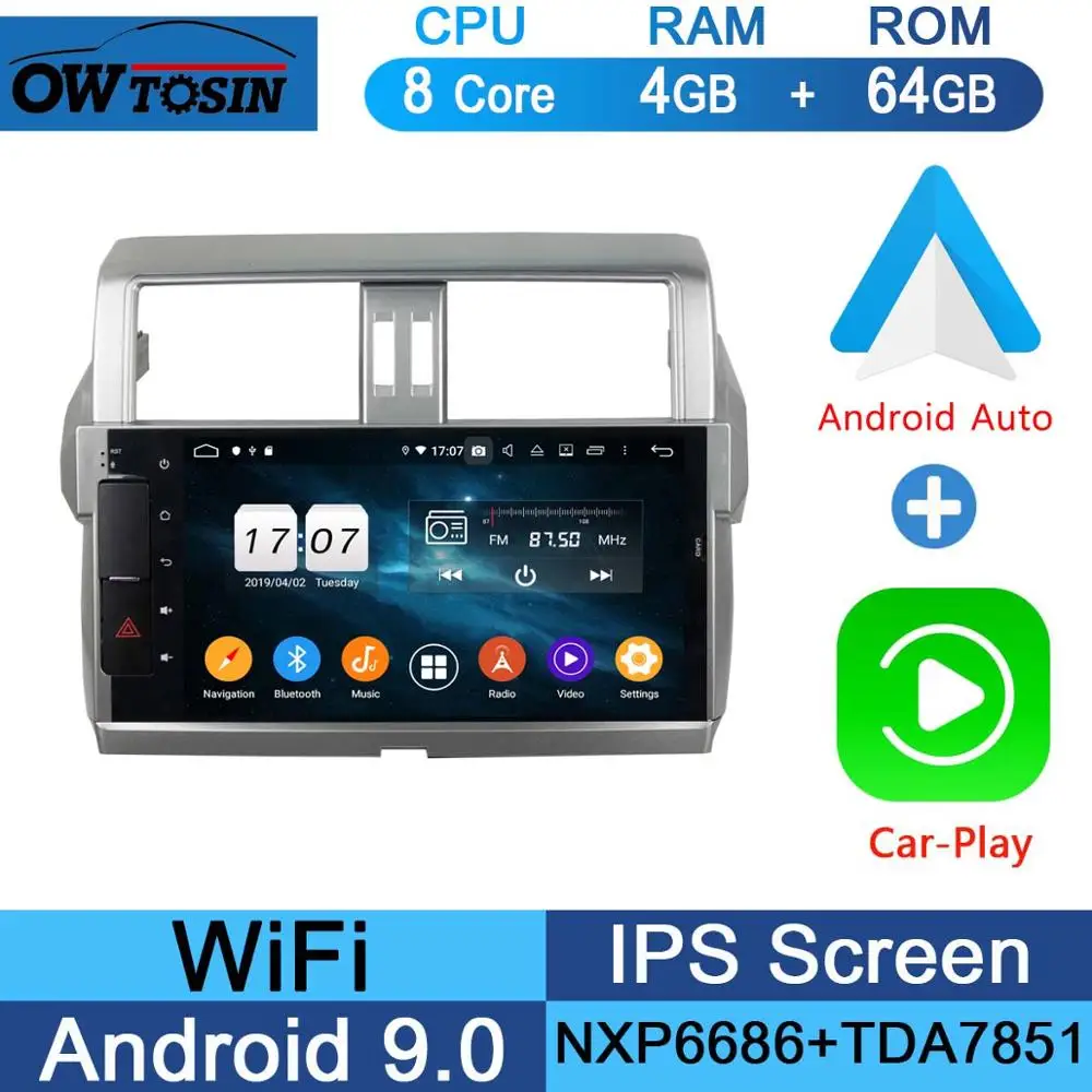 10," ips Android 9,0 8 Core 4G+ 64G Автомобильный мультимедийный dvd-плеер для Toyota Prado LC150 150 Land Cruiser 2013- DSP CarPlay радио - Цвет: 64G CarPlay Android