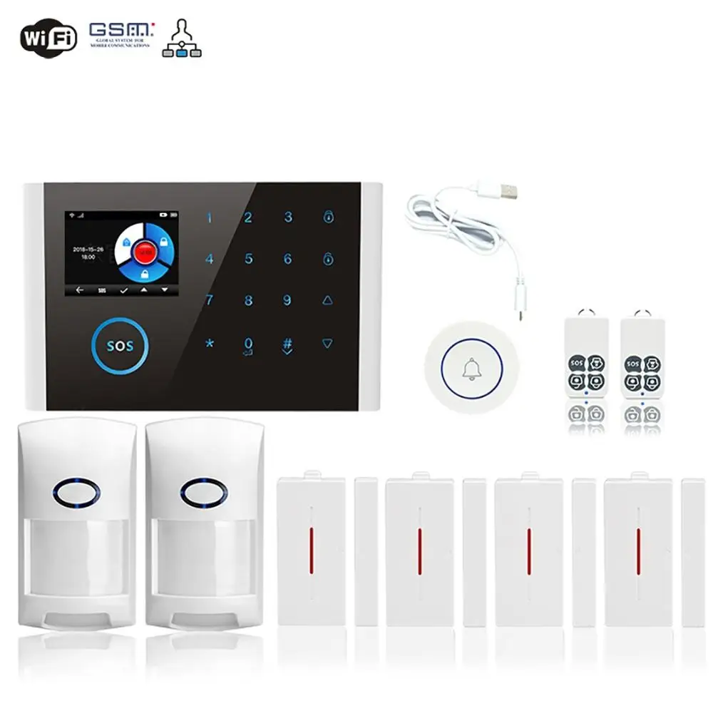 

IOS Android APP Control Wireless Home Security GSM Alarm System Intercom Remote Control Autodial Siren Sensor Kit free shipping