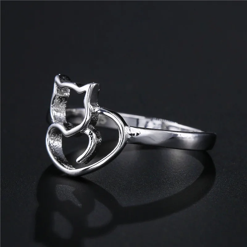 Mostyle белого золота цвет озорной маленький кот и сердце палец кольцо для женщин высокое качество ювелирные изделия подарок
